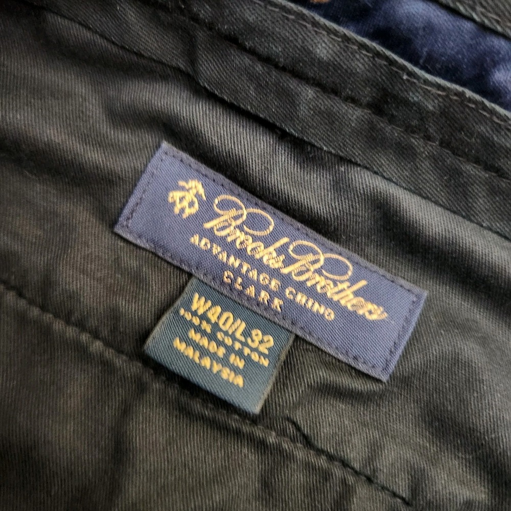 Brooks Brothers Mens 40x32 Navy Advantage Chino Clark Cotton Flat Front Pants - Picture 8 of 11